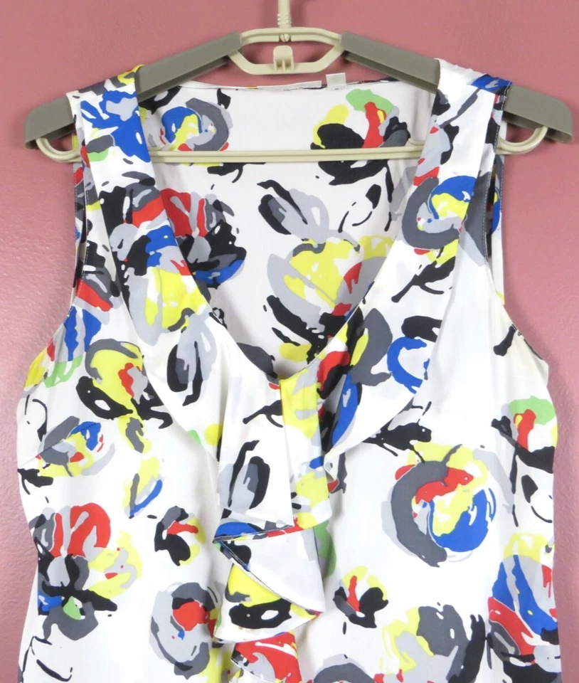 TB09460- Top HALOGEN Para Mujer Seda Sin Mangas Volantes Floral Talla SP Foto 3 de 4