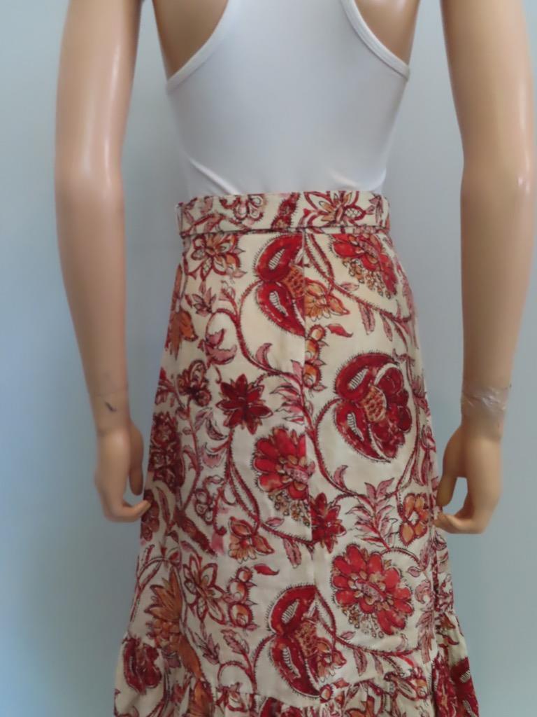 ZIMMERMANN★素敵！Sepia Floral Vitali Frill Hem Midi Skirt NWT ZIMMERMANN Sepia Floral Vitali Frill Hem Midi Skirt Size
