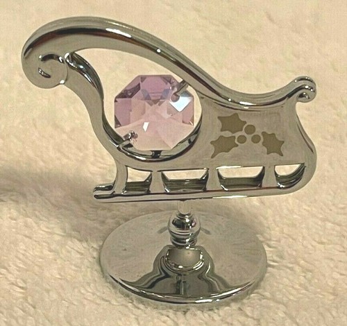 CRYSTOCRAFT CHRISTMAS FIGURINES 2 Pieces SWAROVSKI CRYSTAL Chromed Metal - Picture 2 of 9