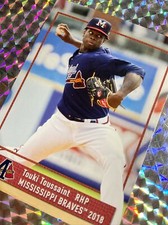 2018 TOUKI TOUSSAINT ROOKIE #34 MISSISSIPPI BRAVES MINOR LEAGUE AA CSTORE RARE