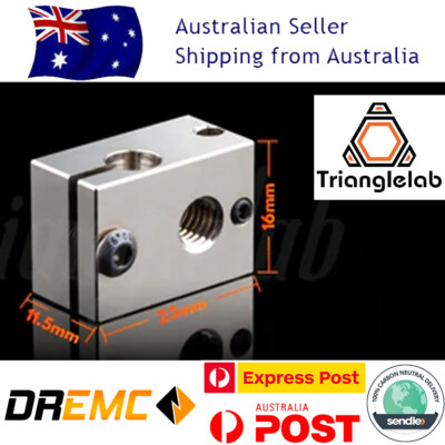 Trianglelab V6 Compatible Plated Copper Heat Block Cartridge Style