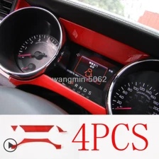 4pcs Red ABS Dashboard Instrument Box Cover Trim Frame For Ford Mustang 2015-18