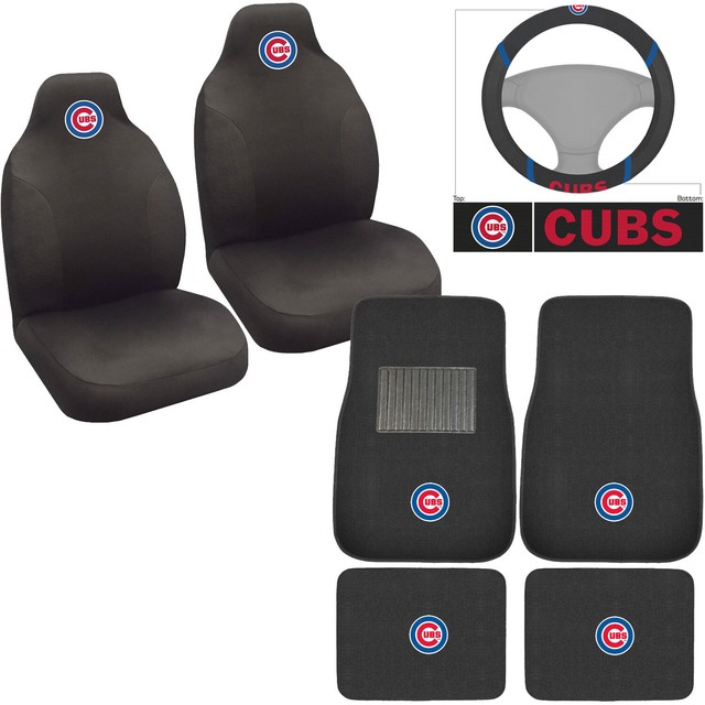 7pc MLB Chicago Cubs Car Truck Floor Mats Seat Covers Steering Wheel