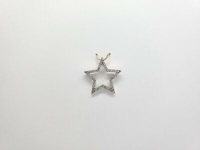 14k Weißgold natürlicher runder Diamant Stern Anhänger 1/4 ct