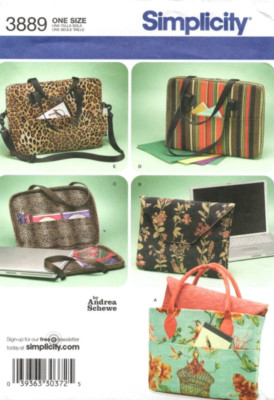 Designer Sewing Pattern Laptop Computer Bags Shoulder Purse By Andrea Schewe