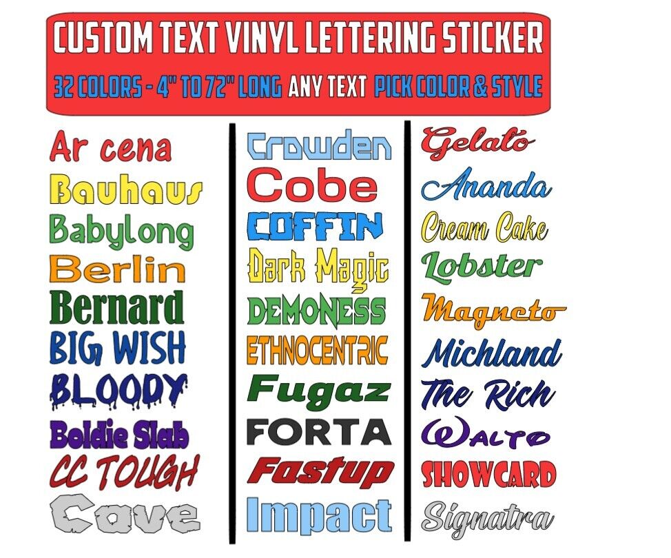 Custom Text Vinyl Lettering Sticker Decal Personalized -ANY TEXT - ANY NAME - [1