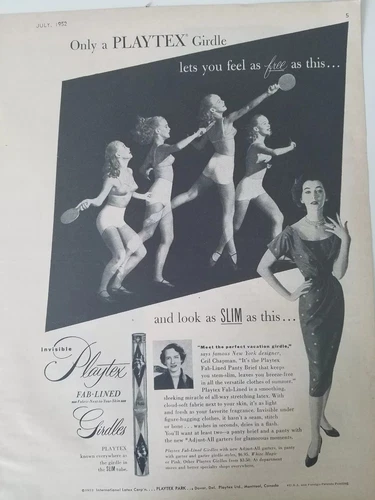 1952 Playtex Fab lined women's girdles dovima model fashion ad