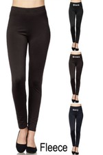 Brushed Solid Super Soft Ankle Fleeced Elasticized Waist Leggings S/M L/XL