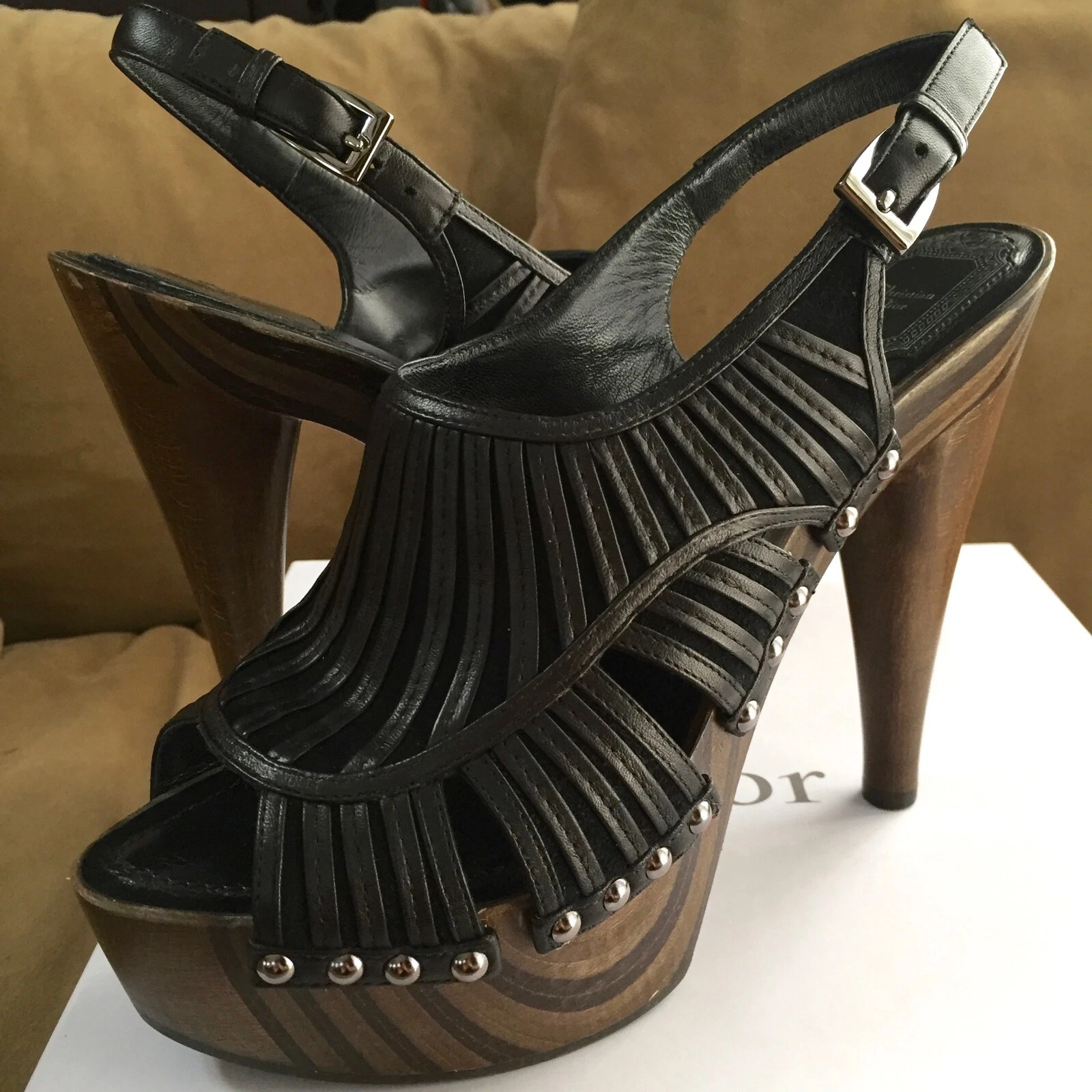 Sandales Christian Dior Temptation UE taille 40, cuir noir, portées une fois