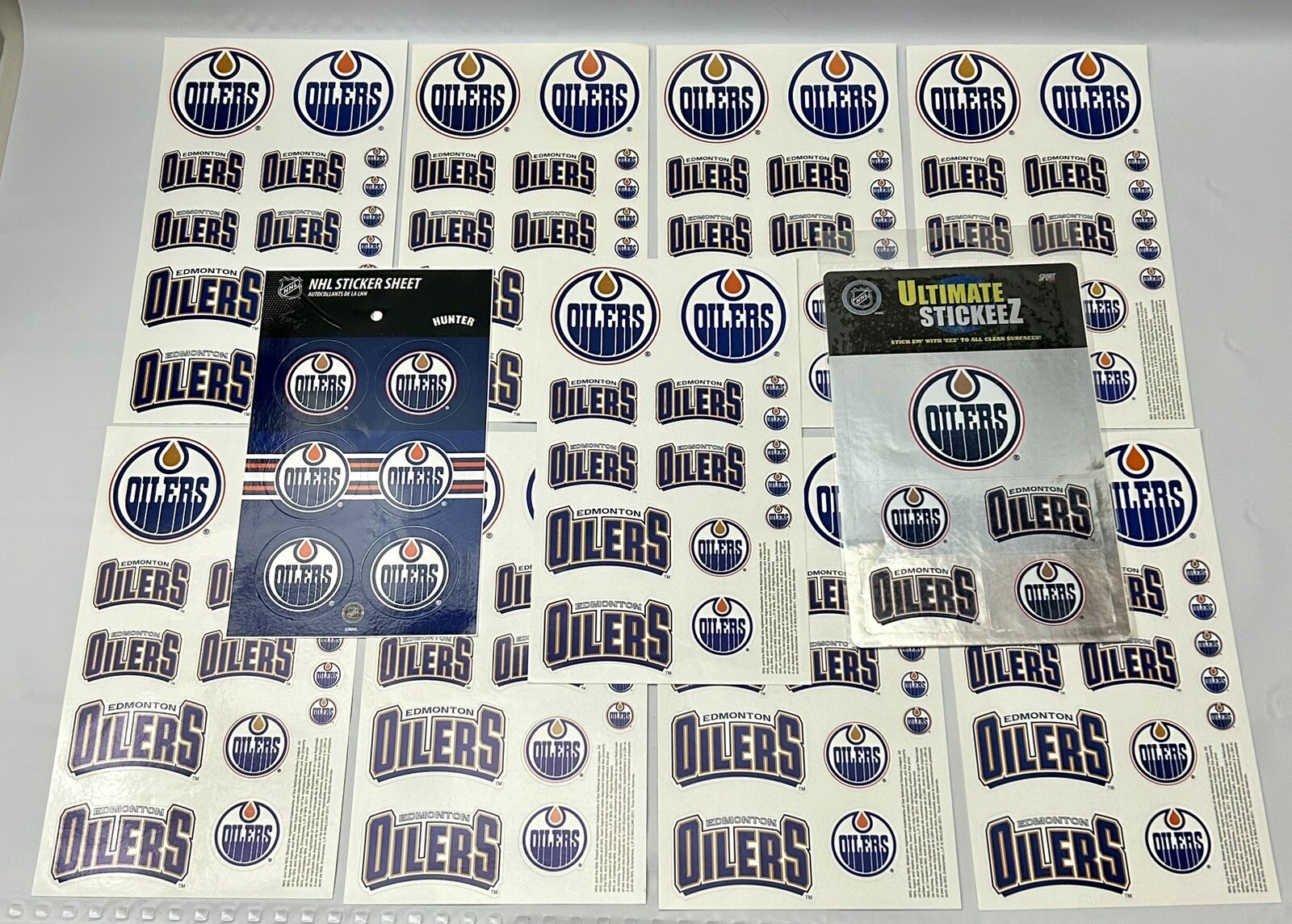 11 Sheets Edmonton Oilers NHL Team Logo Adhesive Sticker Decal Huge Lot