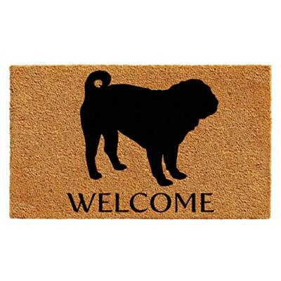 AZ105741729 Pug Doormat 17'' x 29'' Natural/Black