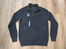 IZOD Sweater Mens Pullover 1/4 Zip Ribbed Long Sleeve Fuzzy Mock Neck Gray M