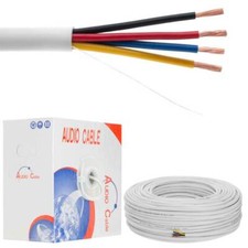 250FT 16/4 AWG CL2 Speaker Wire Cable Home Audio Stereo Indoor LED White