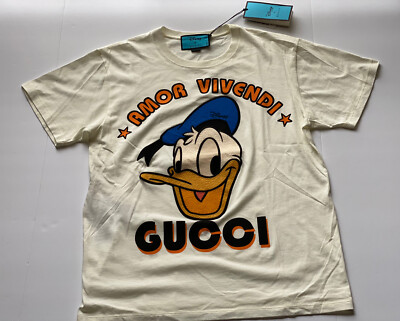 Gucci Donald Duck Amor Vivendi Ivory Jersey T-Shirt XS (Oversized