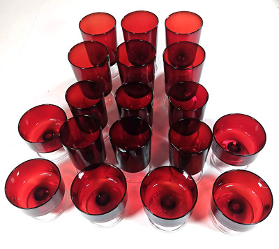 Luminarc Red Vintage 18-Piece Clear Footed Stem Drinkware Set
