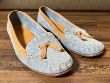 Vintage Cole Haan Blue Suede Shoe Flats Loafer Women  s Size 7.5 B