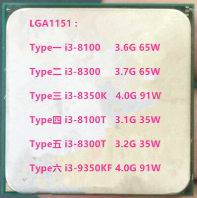 Intel i3-8350K I3-9350K  LGA 1151 CPU