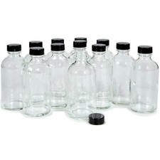 12 Clear 4 oz Glass Bottles with Lids