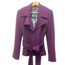 Millard Fillmore Anthropologie Jacket Women’s Sz M Wool Blend Plum Purple Belted