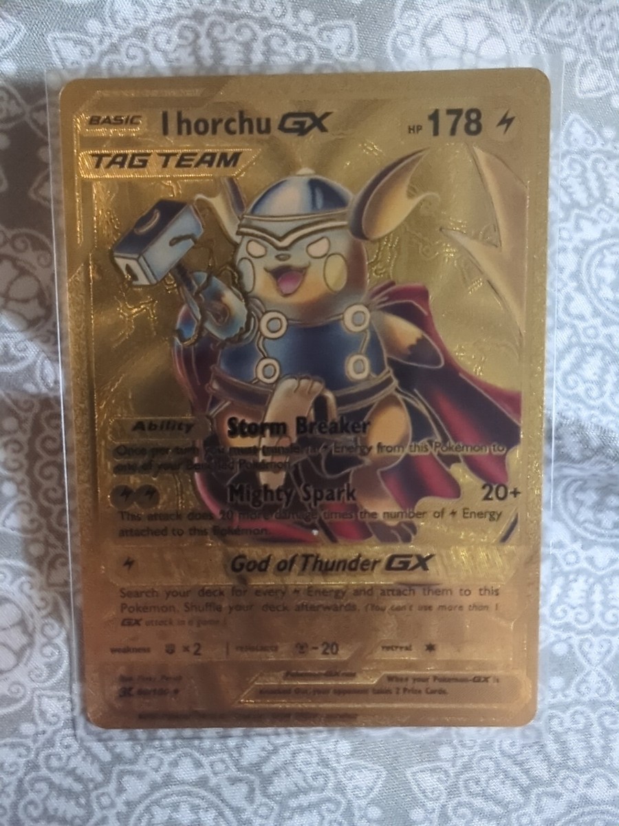 Pokemon Thor I Horchu Tag Team ( Pikachu And Thor ) GX NM Gold