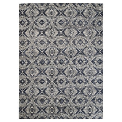 9'x12' Supple Collection All Over Square Design Erased Wool Handmade Rug G62200