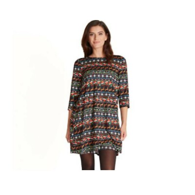 swing dress christmas print WRFWUL Women's Round Neck Long Sleeve Christmas Print Vintage Swing Dress with Belt Elegant A-Line Midi Party Dress