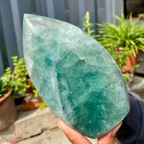 1.36LB Natural Green Fluorite Quartz Water drop Crystal Healing Decoration - Picture 6 of 8