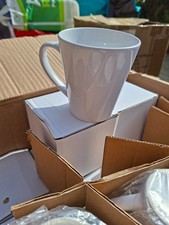 31 Sublimation 12 Oz Latte shape Heat Press Mugs New in Original Box.