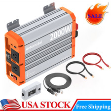 2000W Pure sine Wave Power Inverter 12V to 110V 2AC 4USB LCD Car Converter RV US