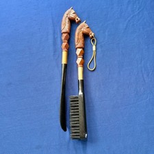 Vintage Horse Head Brush Shoe Horn Set Made In Hong Kong