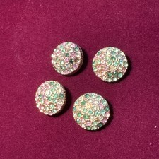 Aurora Borealis Vintage Rhinestone Buttons Set of 4 Free Shipping