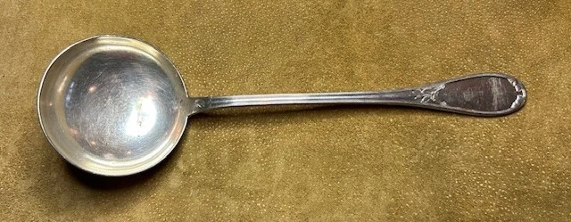 Large antique silver-plated Ladle in the Lauriers pattern by Ercuis Company