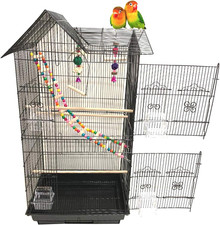 Large 38-Inch Double Roof Bird Cage with Toys for Cockatiels, Parakeets More