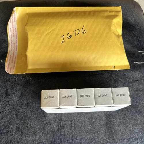 Sleeve of FIVE JAN 26D6 RCA Tubes R-392 Collins Receiver Ham Radio Military