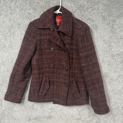 Vintage 90s Esprit Pea Coat Sz M Dark Academia Romantic Minimalist Preppy Wool