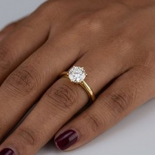Solitaire Engagement Ring 14K Gold Classic 1.21 CT Round Lab-Grown Diamond D VS2