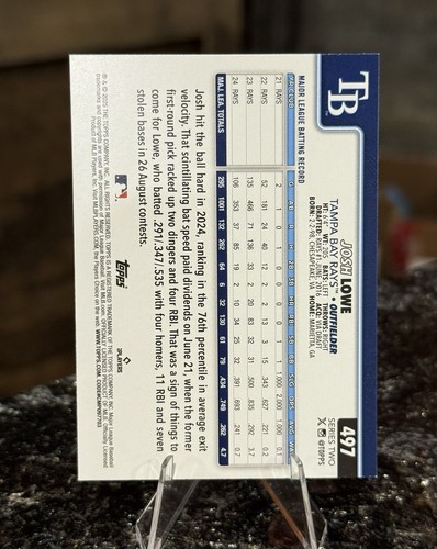 2025 Topps Serie 2 Josh Lowe #497 Foto Verdadera Variación SSP ~/99 Tampa Bay Rays - Imagen 2 de 2