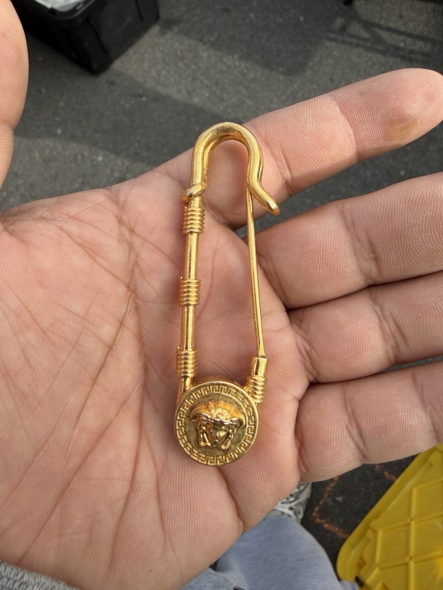 Versace Goldtone Medusa Safety Pin Brooch | eBay