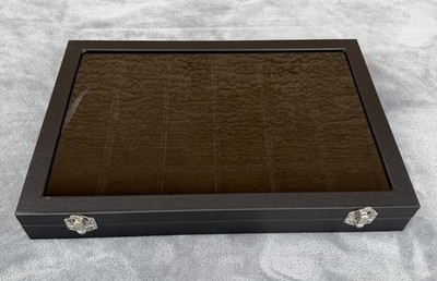 Elegant Glass-Top Display Case with 24 Compartments for Collectibles