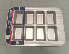 USA PAN Mini Loaf Pan 8 Well Heavy Gauge Aluminized Steel Non-Stick Free Ship 