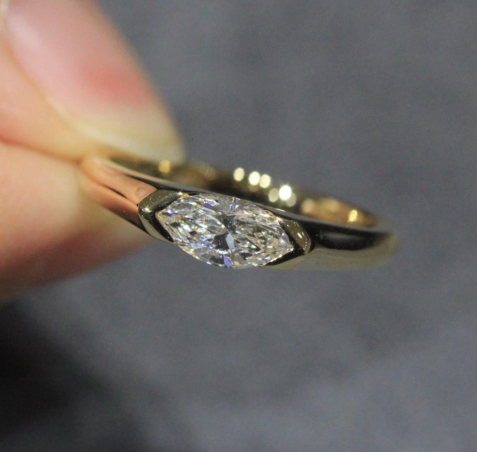 Lab Grown Diamond Engagement Rings Marquise Cut 10k Gold Rings gifts for her - Image 4 of 4