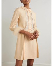 36IT - Valentino short dress in rustic silk with feathers - BNWT