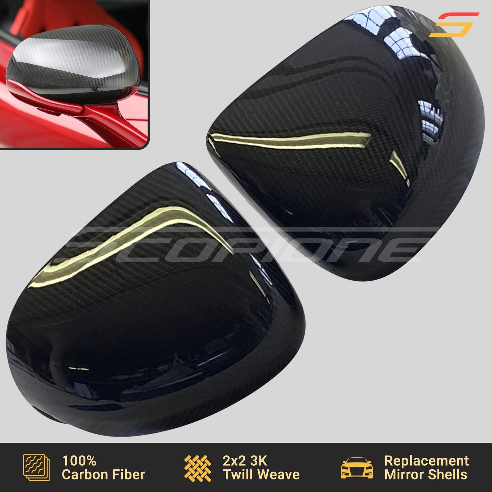 Scopione Carbon Mirror Covers Shells for McLaren 540C 570S 650S 720S MP4-12C P1