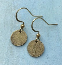 SUNDANCE CHARM ANTIQUED GOLD ORGANICALLY SHAPED COIN DISC ARTISAN EARRINGS