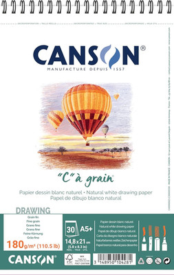Canson Zeichenpapier 180g/qm A5+ 30 Blatt Spiralblock