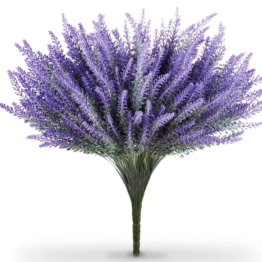 Artificial Silk Lavender Flower 144 Head Bouquet — UV Resistant Fake Plant
