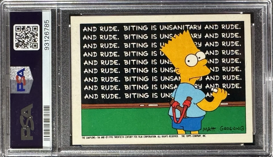 1990 Topps Simpsons Sticker - #1 Bartman / Bart Simpson - PSA 9 MINT - Image 2 of 2