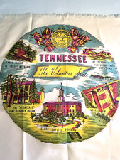 Vintage Tennessee State Souvenir Monuments Scarf Fringe Edge Screen Print 15" Sq