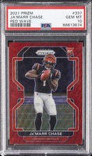 2021 PANINI PRIZM RED WAVE #337 JA’MARR CHASE 68/149 PSA 10