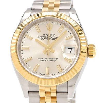 Rolex Ladies Datejust 279173 K18YG/SS Bar Index Silver Auto Watch